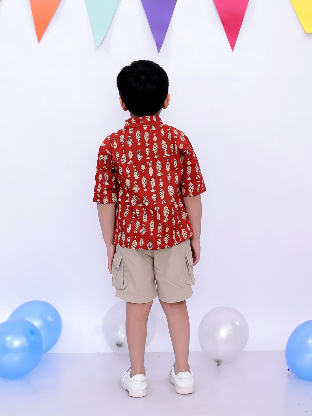 BownBee Ethnic Short Sleeve Pure Cotton Quirky Printed Shirt For Boys
