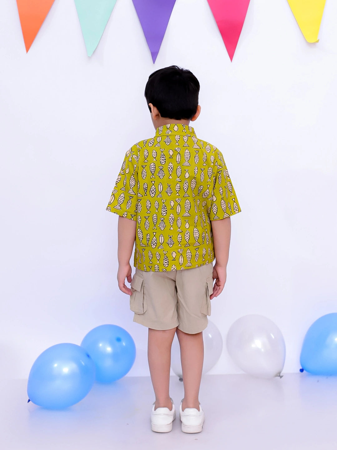BownBee Ethnic Short Sleeve Pure Cotton Quirky Printed Shirt For Boys