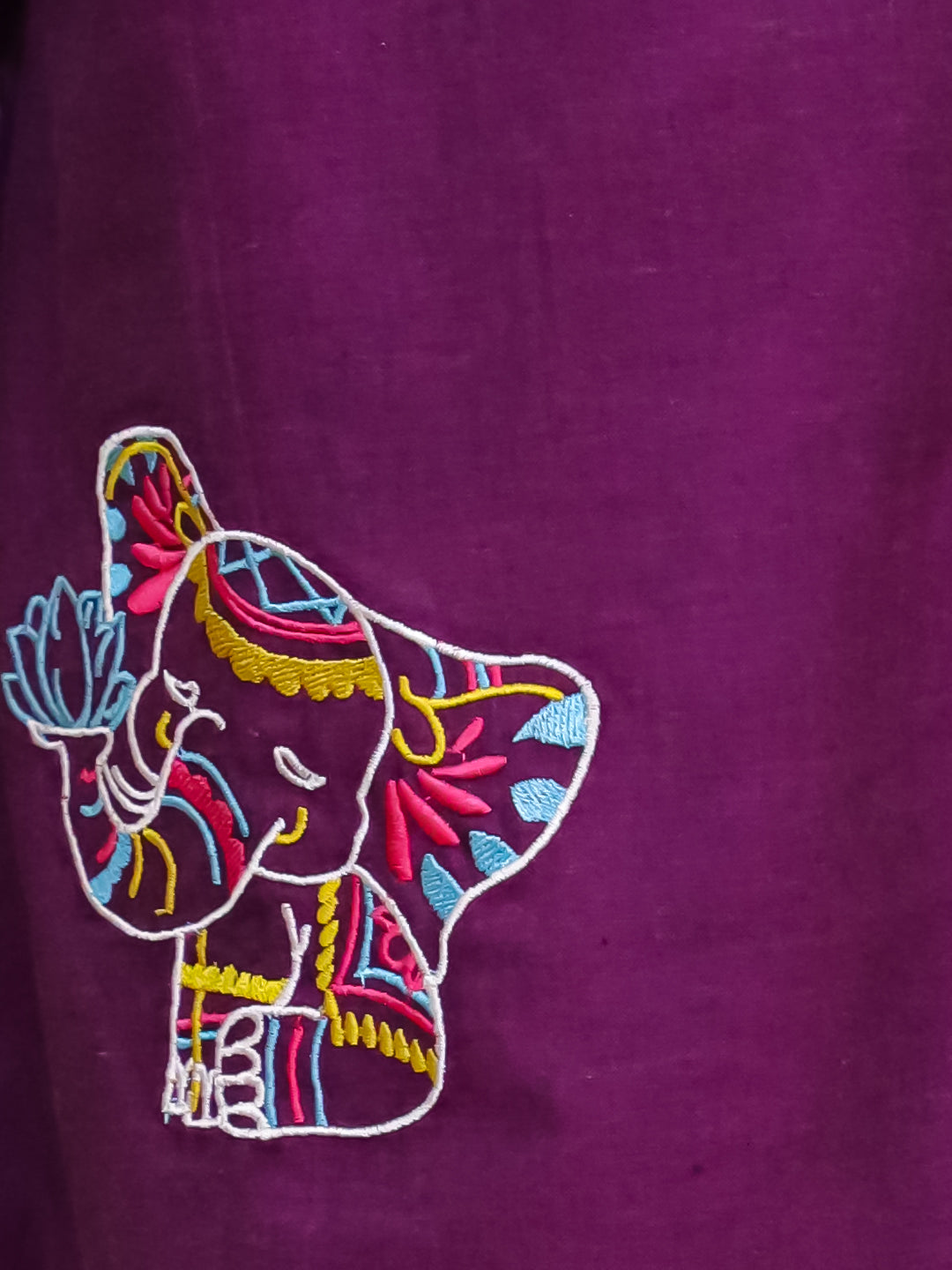 BownBee Elephant Embroidered Suit And Dhoti Kurta Sibling Set - Purple