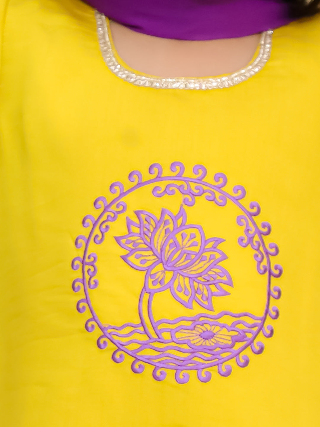 BownBee Pure Cotton Embroidered Elephant Print Kurti With Dhoti For Girls- Yellow
