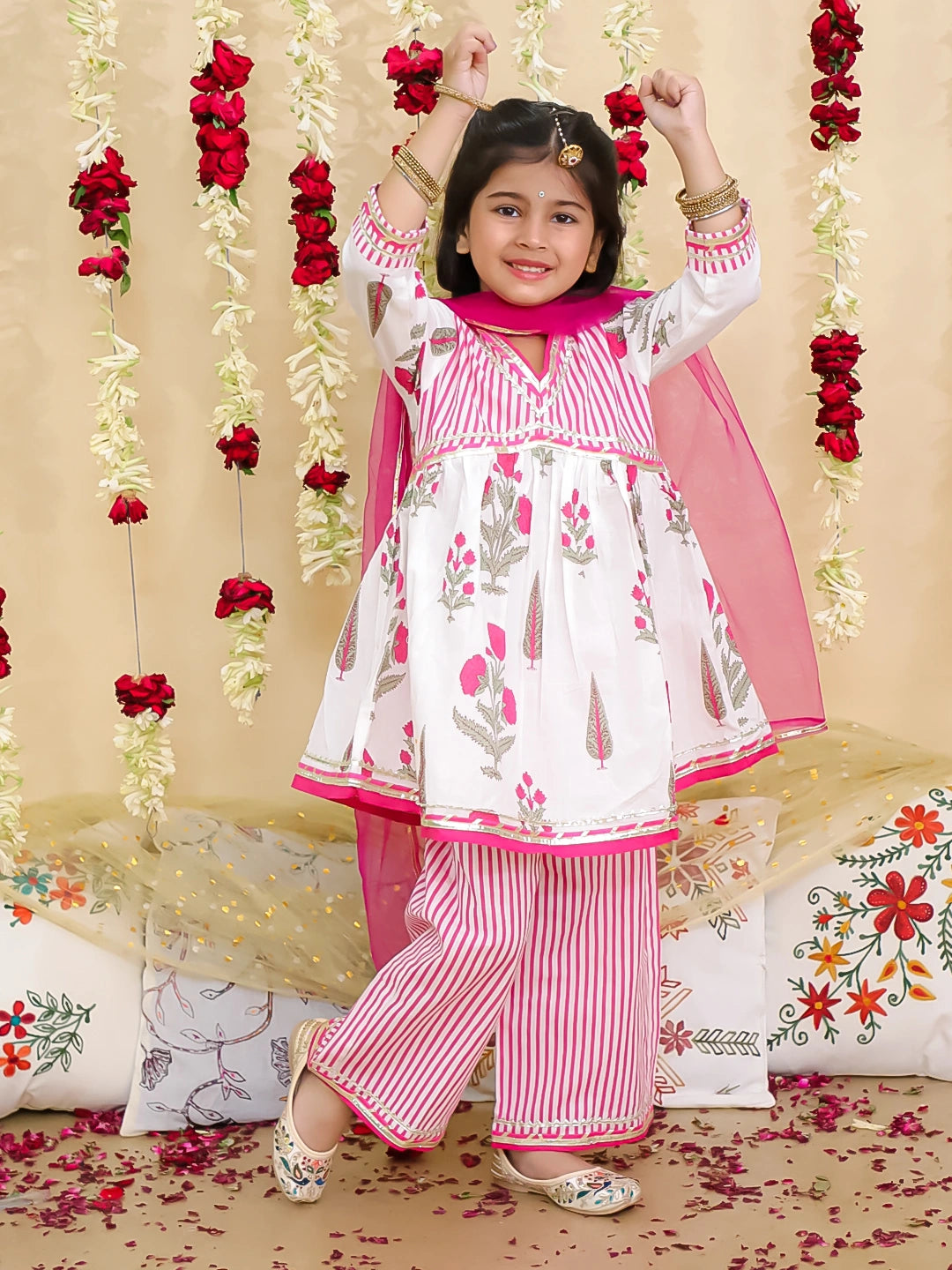 BownBee Pure Cotton Printed Suit Set for Girls | Kids Ethnic Wear – Yellow