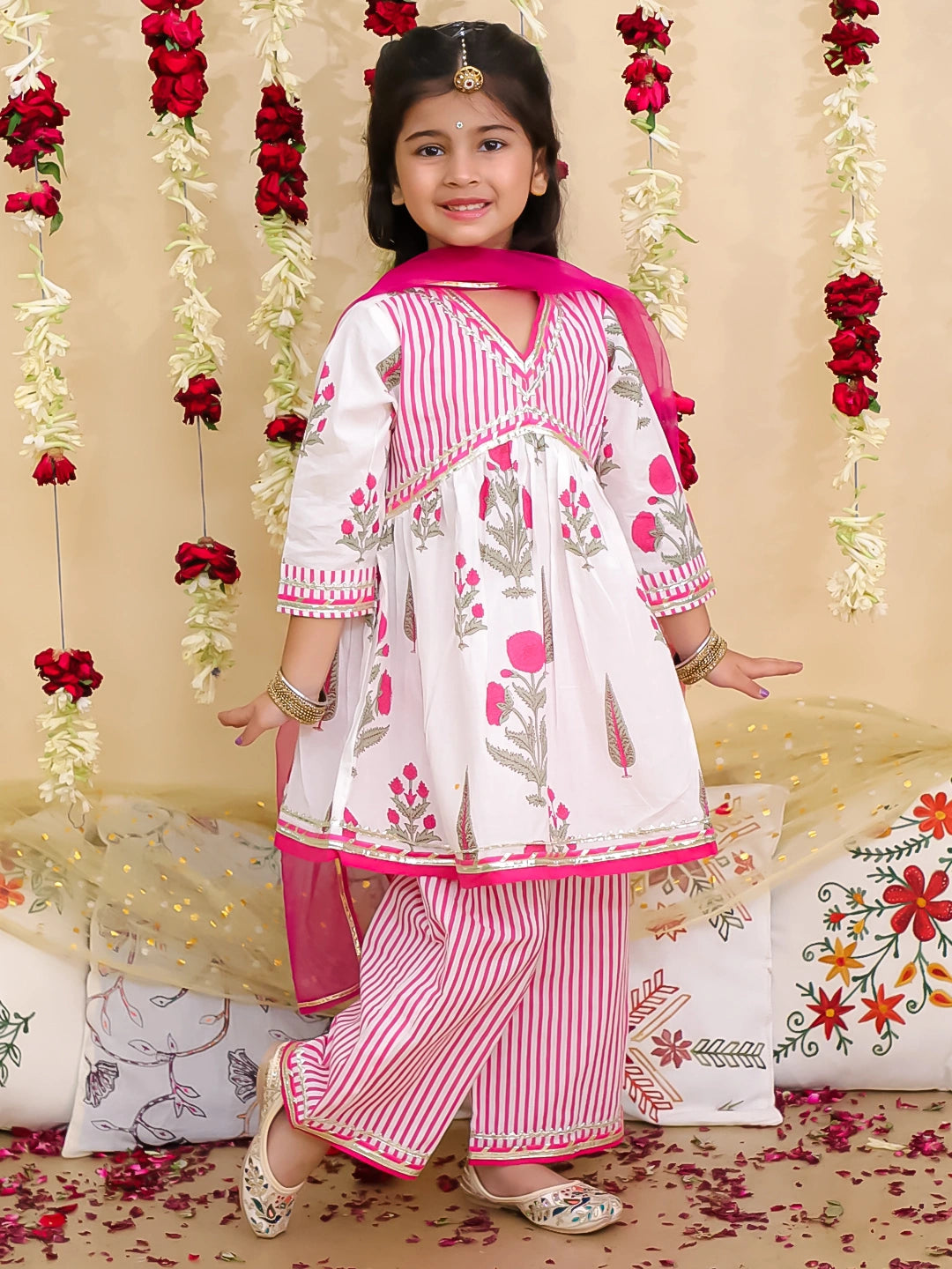 BownBee Pure Cotton Printed Suit Set for Girls | Kids Ethnic Wear – Yellow