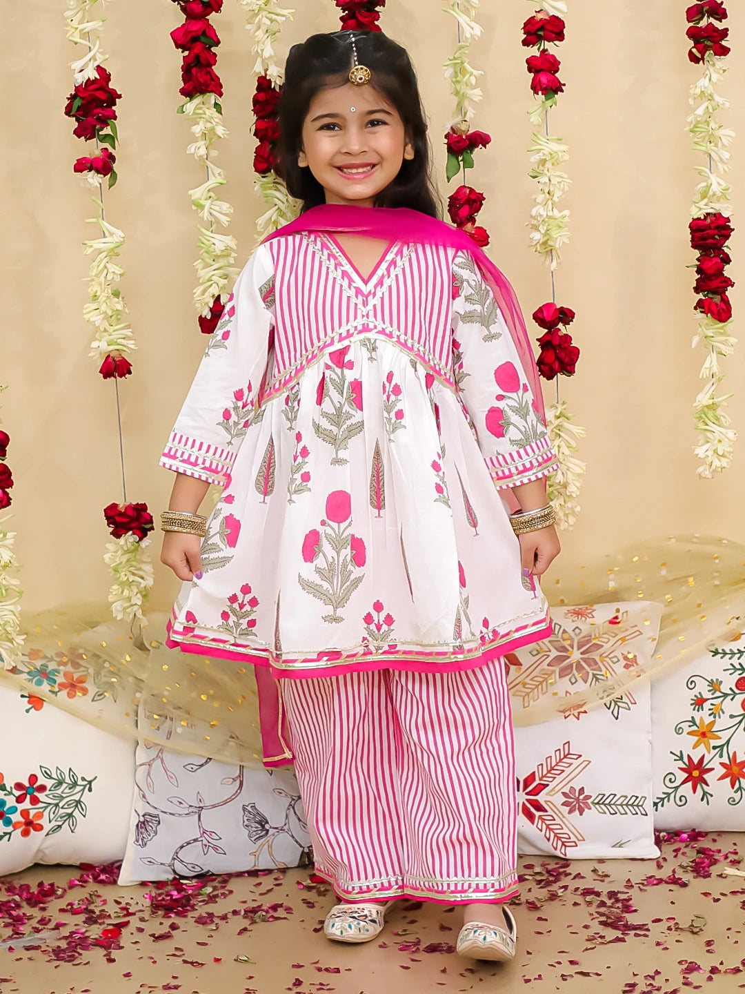 BownBee Pure Cotton Printed Suit Set for Girls | Kids Ethnic Wear – Yellow