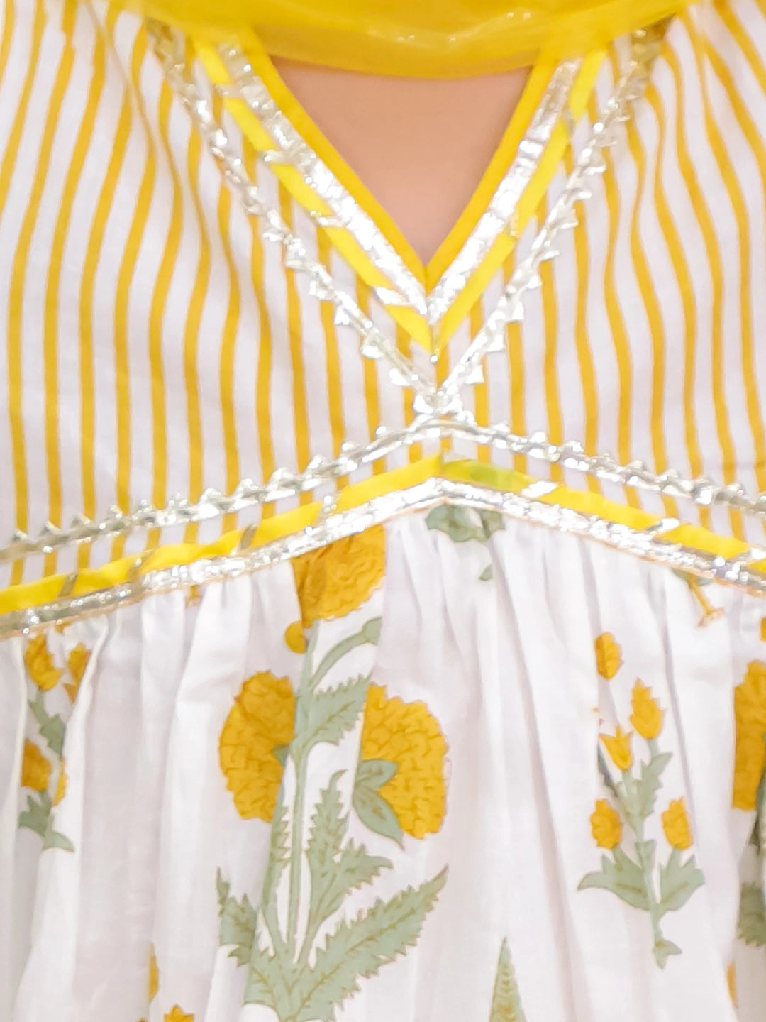 BownBee Pure Cotton Printed Suit Set for Girls | Kids Ethnic Wear – Yellow