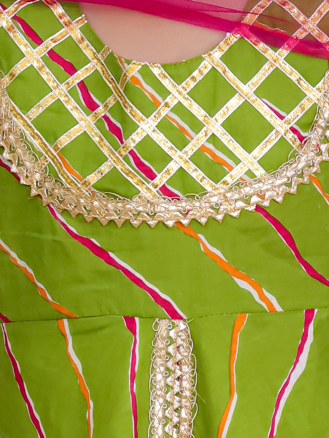 BownBee Pure Cotton Lurex Kurti & Sharara with Dupatta for Girls | Festive Ethnic Wear – Green