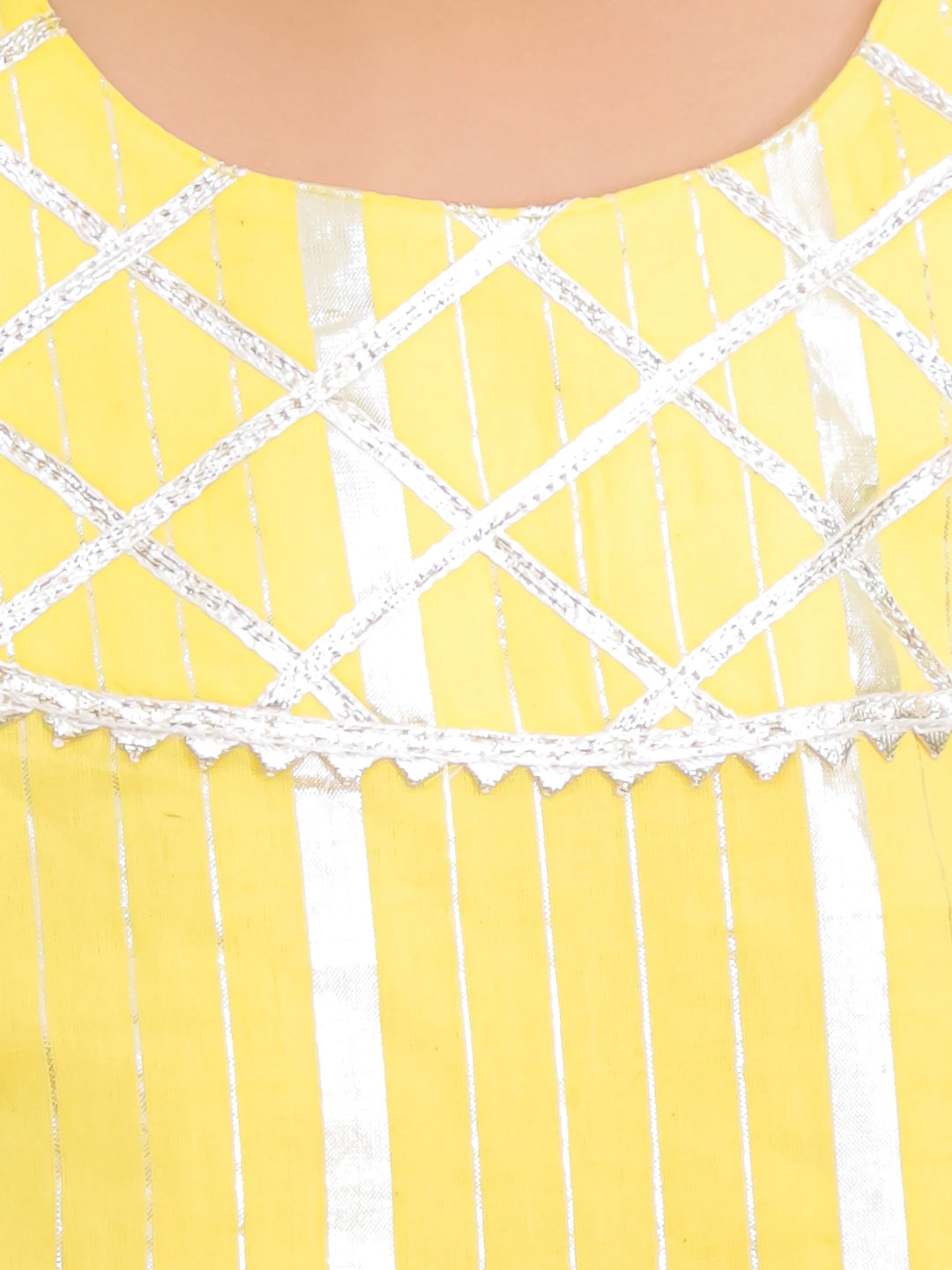 BownBee Pure Cotton Lurex Kurti & Sharara with Dupatta for Girls | Festive Ethnic Wear – Yellow