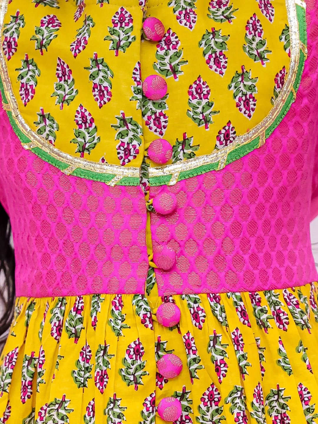 BownBee Pure Cotton Quater Sleeves Anarkali Kurti And Palazo With Dupatta Set For Girls