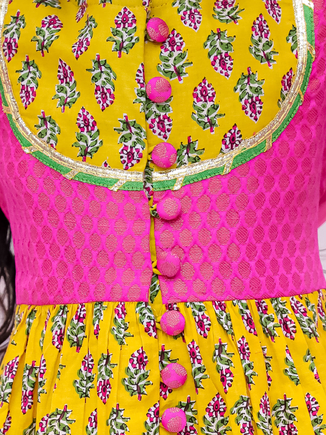 BownBee Pure Cotton Quater Sleeves Anarkali Kurti And Palazo With Dupatta Set For Girls - Off White (Pre- Order)