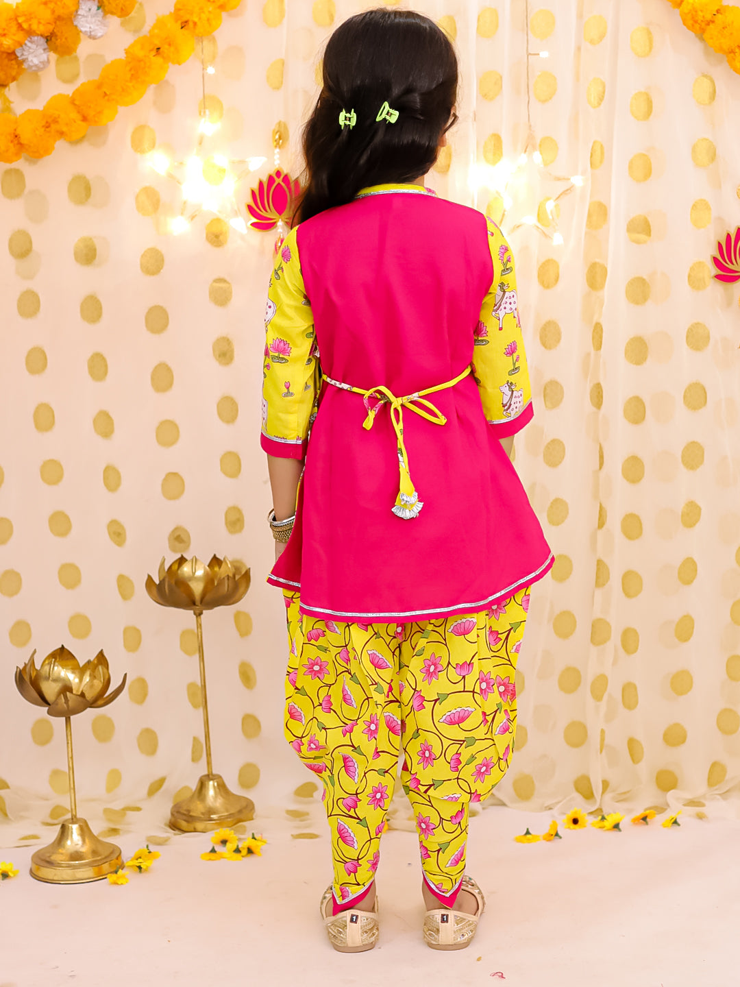 BownBee Pure Cotton Embroidered Ethnic suit set For Girls- Pink