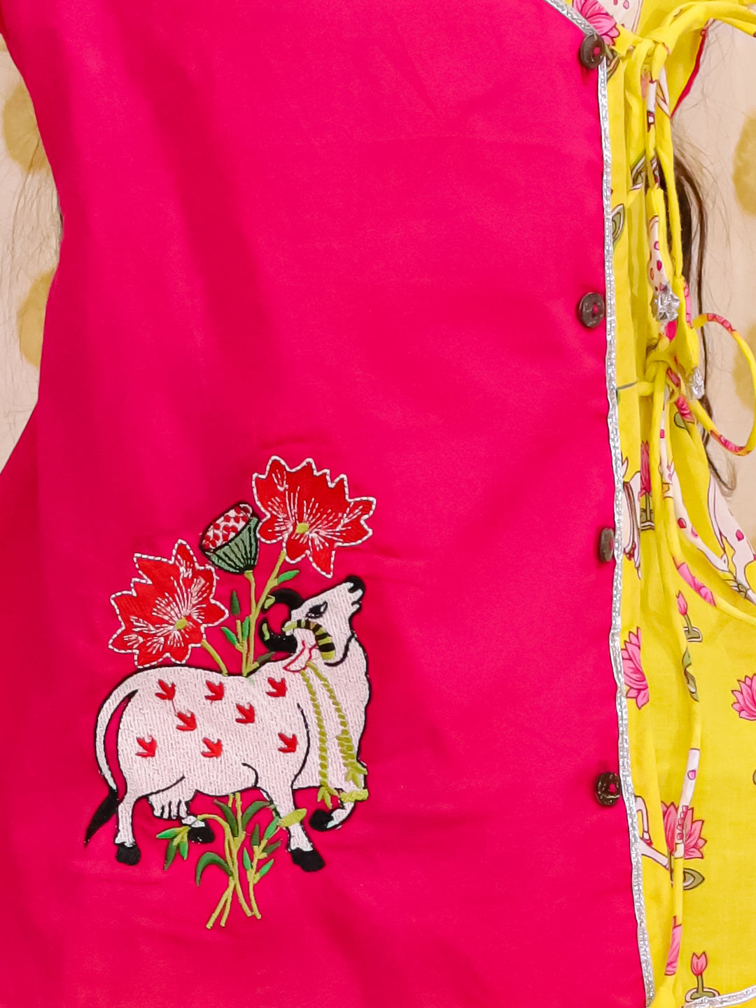 BownBee Pure Cotton Embroidered Ethnic suit set For Girls- Pink