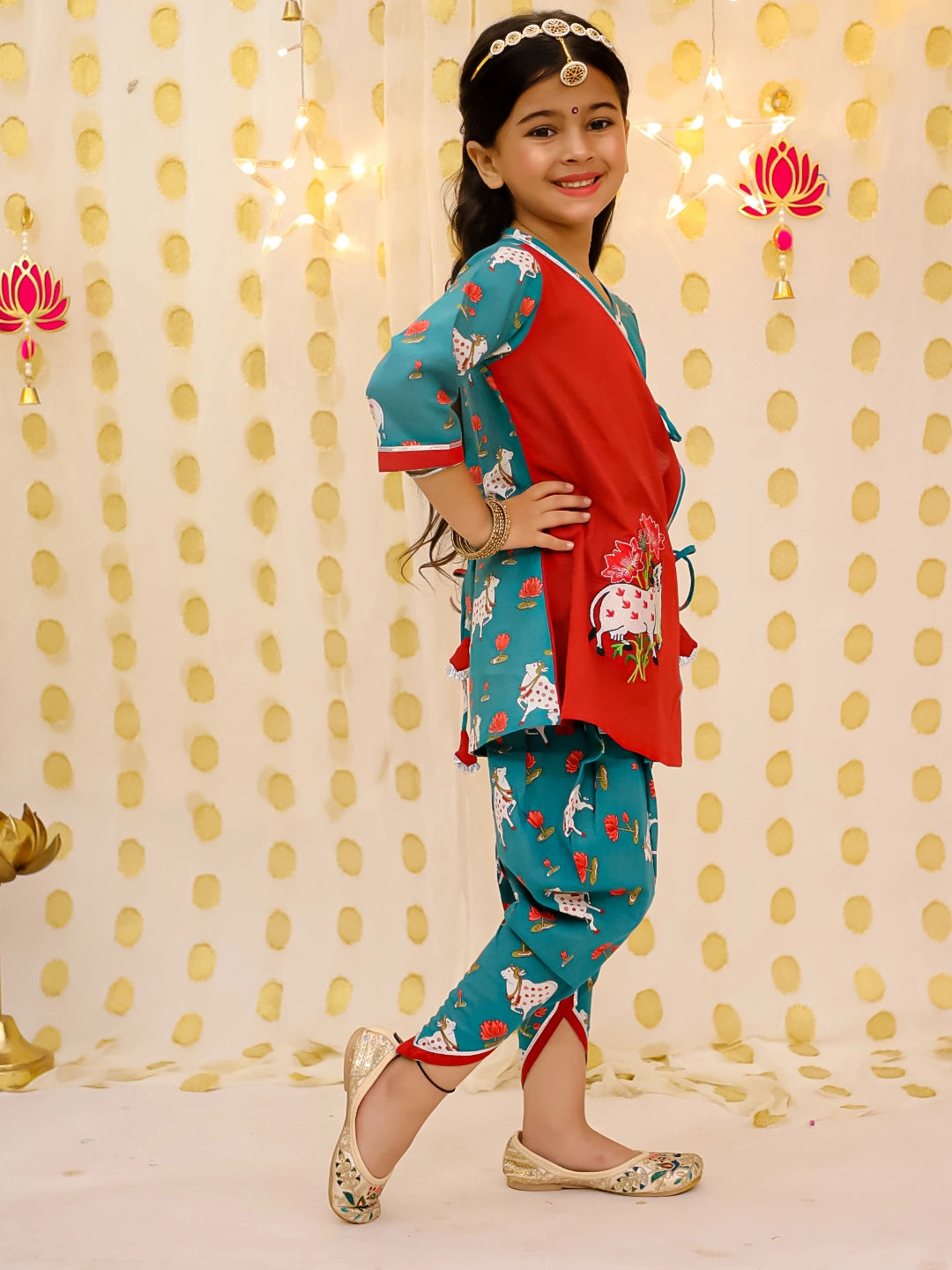 BownBee Pure Cotton Embroidered Ethnic suit set For Girls
