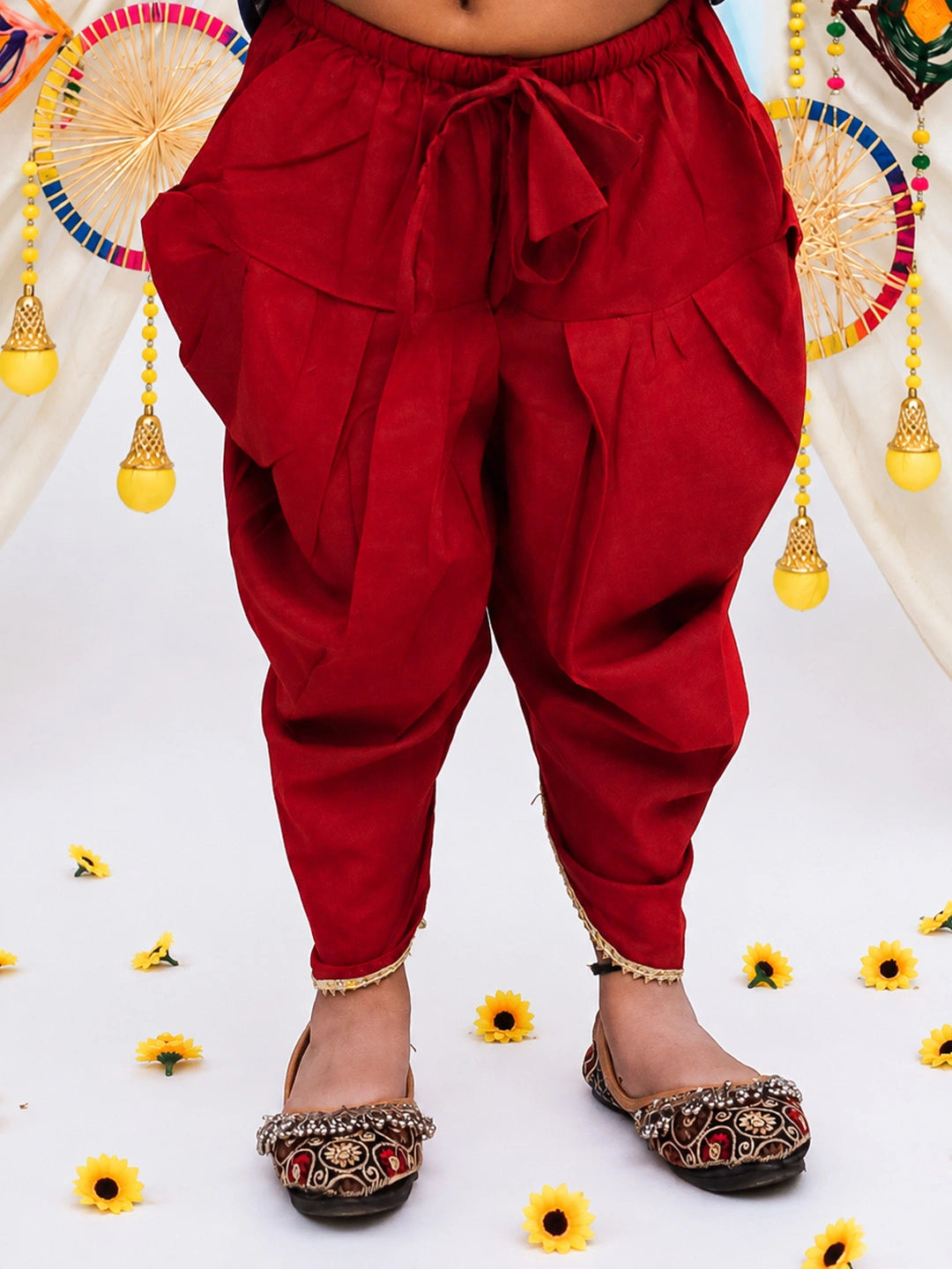 BownBee Pure Cotton Bandhni Kurti Dhoti &  Dhoti Kurta Sibling Set