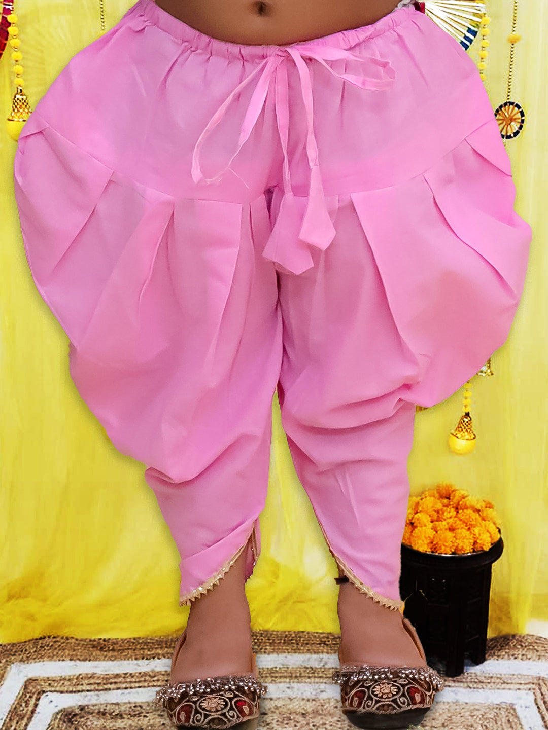 BownBee Pure Cotton Quater sleeves Printed Kurti With Dhoti Set For Girls - Yellow