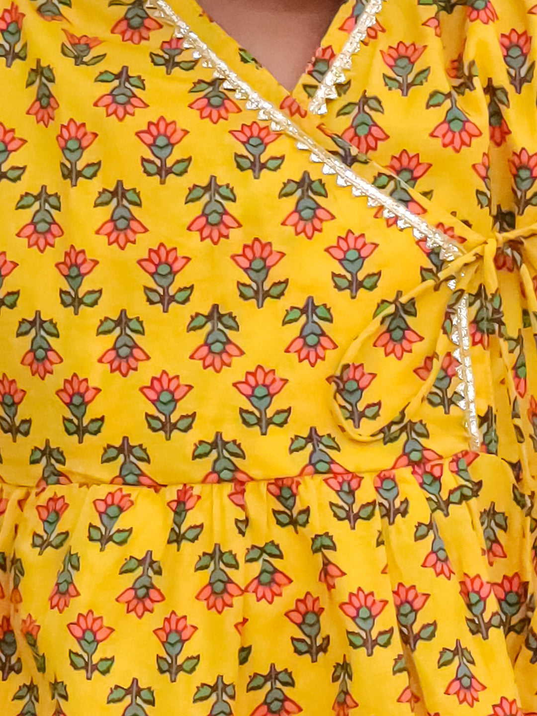 BownBee Pure Cotton Quater sleeves Printed Kurti With Dhoti Set For Girls - Navy Blue