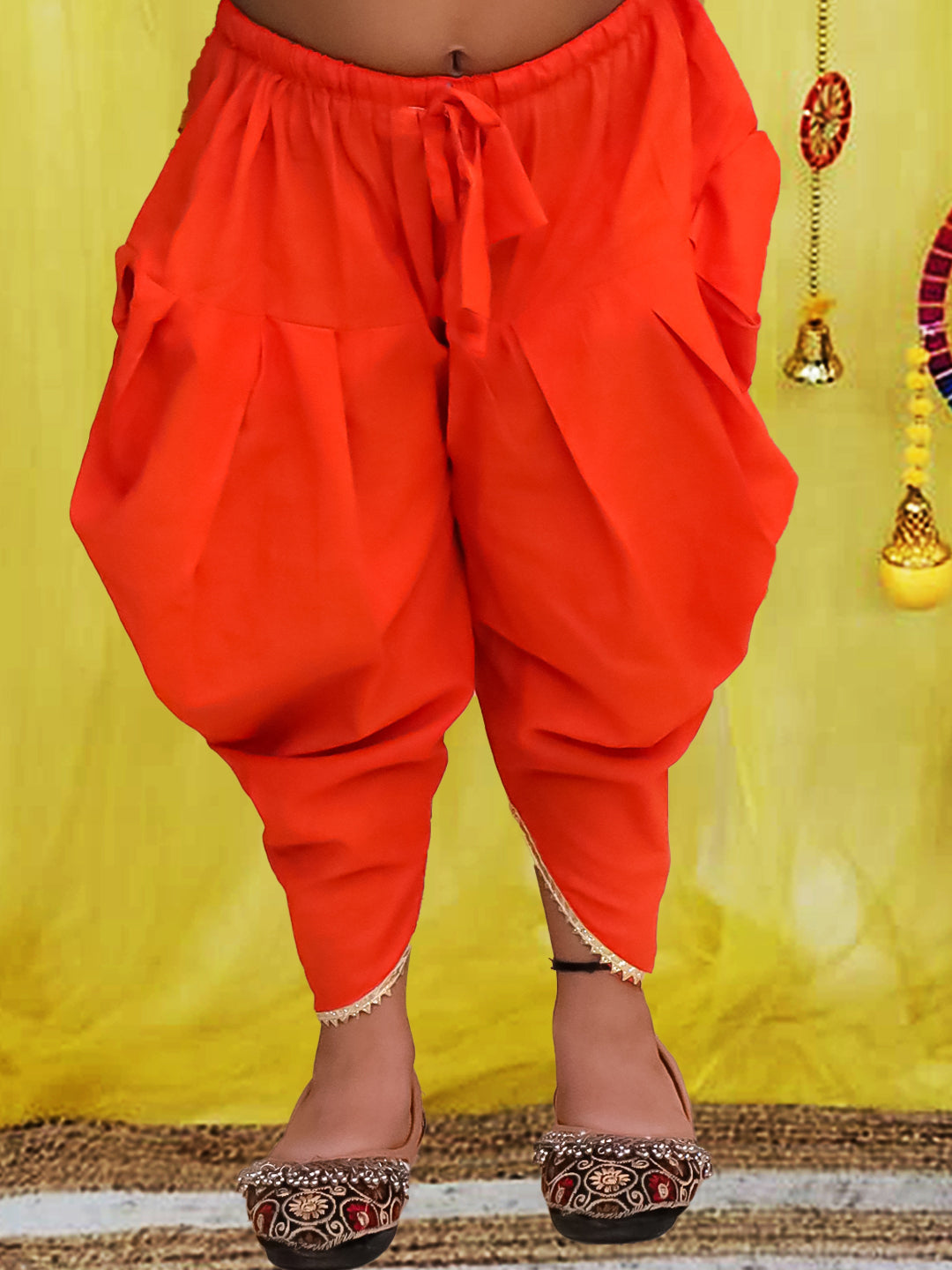 BownBee Pure Cotton Quater sleeves Printed Kurti With Dhoti Set For Girls - Yellow