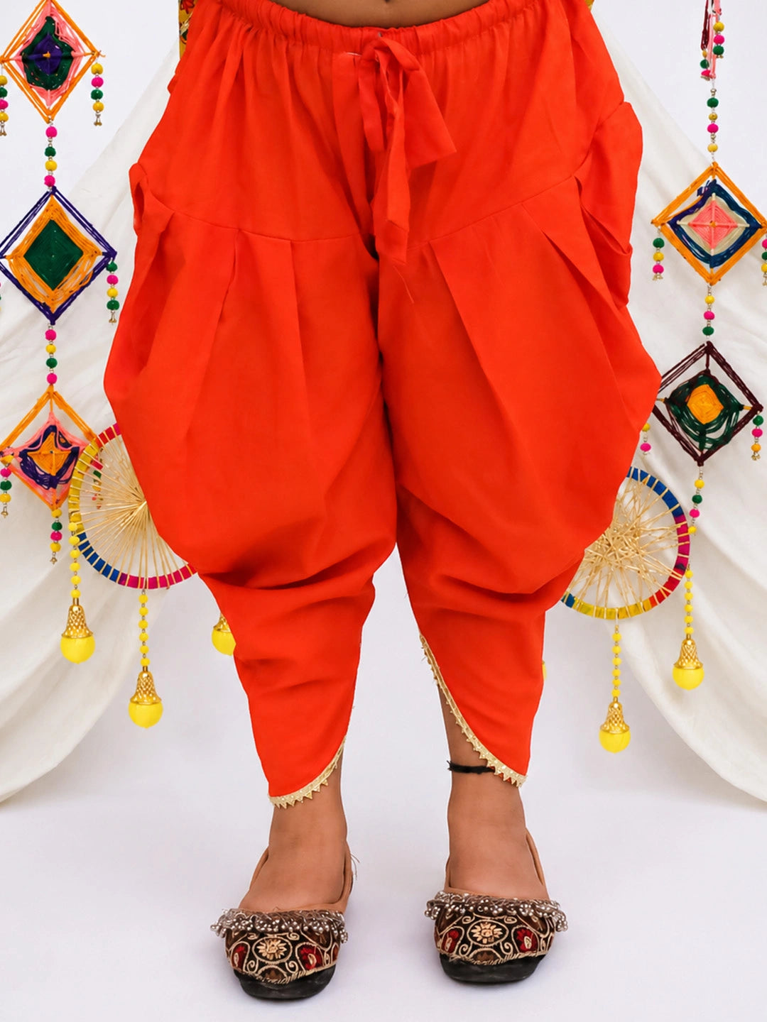 BownBee Pure Cotton Bandhni Kurti Dhoti &  Dhoti Kurta Sibling Set