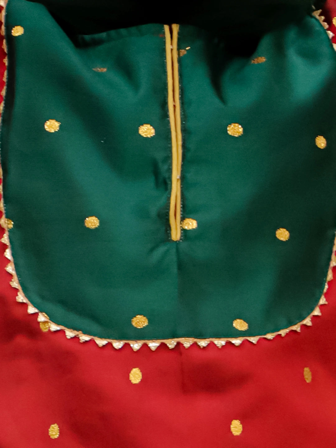 BownBee Festive Elbow sleeves Silk Suit With Dupatta Set For Girls - Red