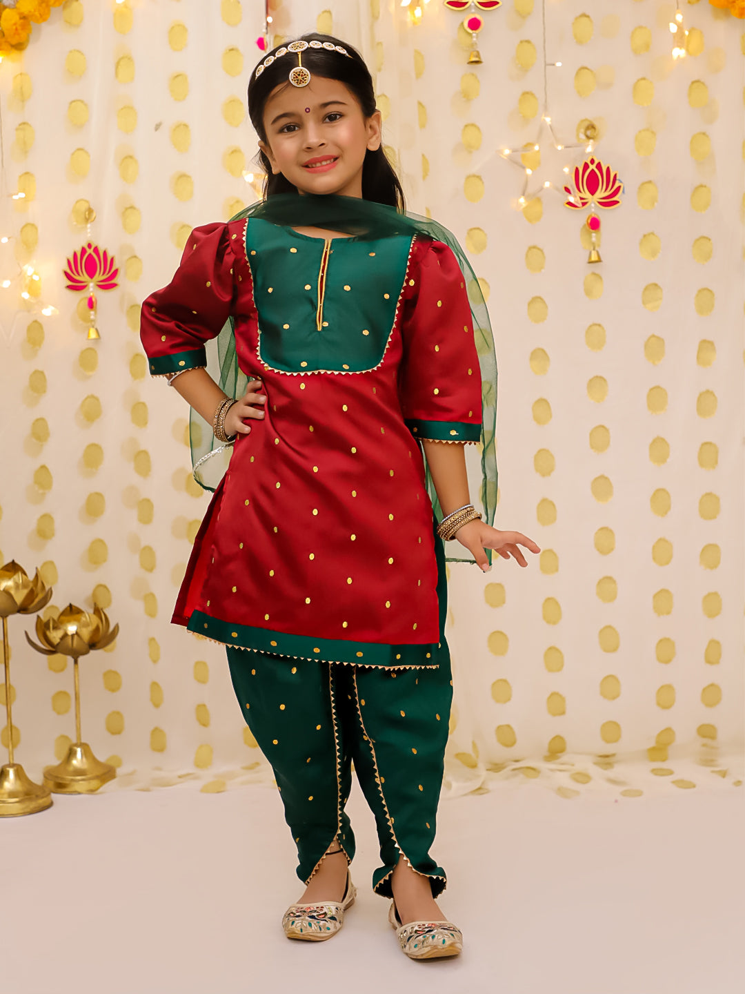 BownBee Festive Silk Ethnic Suit & Kurta Pajama Sibling Set - Orange