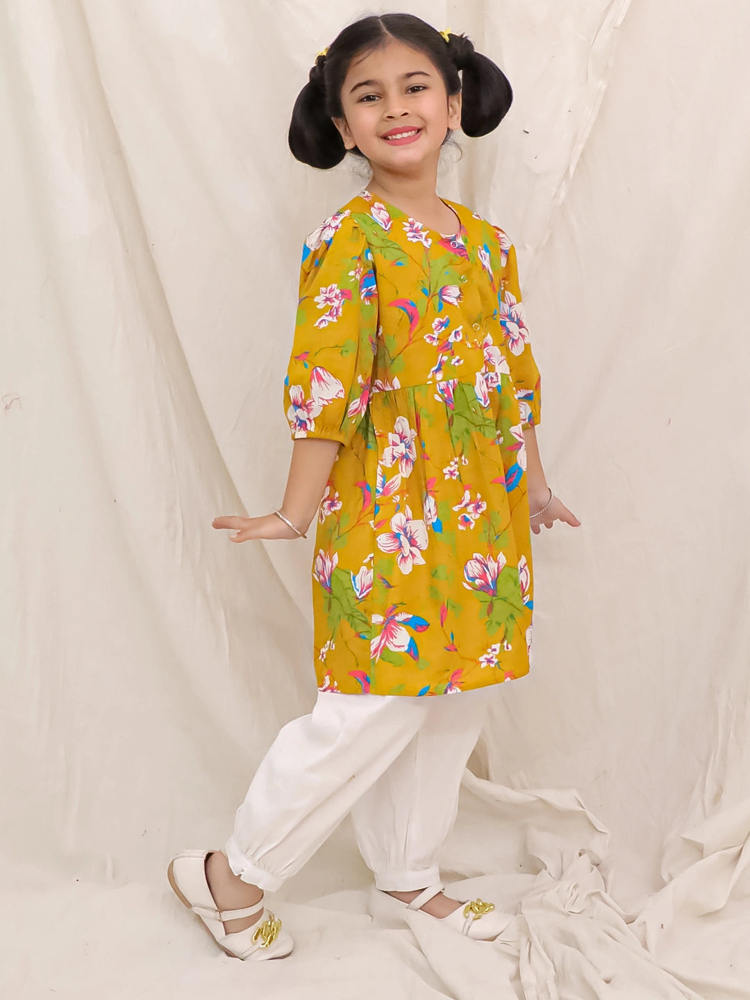 BownBee Pure Cotton Top With Harem Set For Girls- Maroon