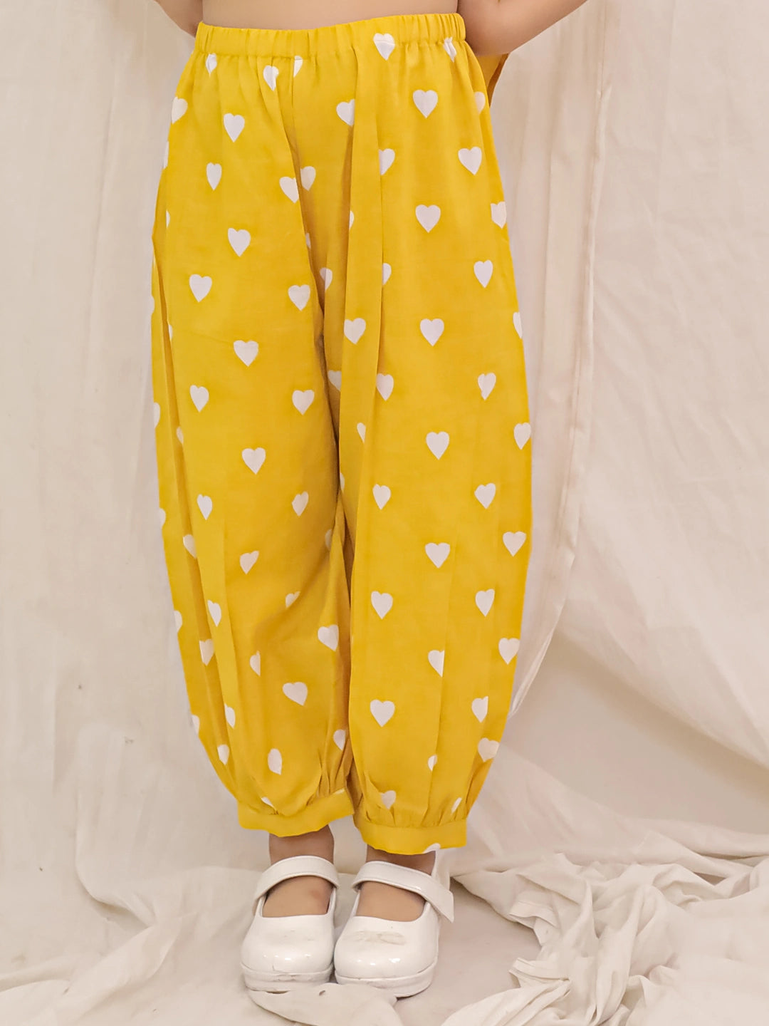 BownBee Pure Cotton Top With Harem Set For Girls- Yellow