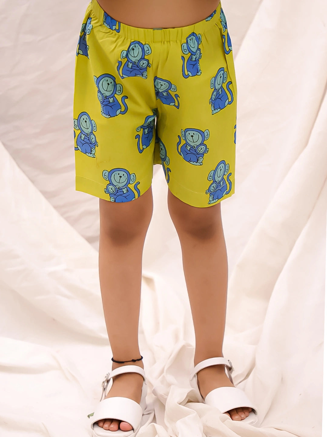 BownBee Pure Cotton Balloon Top And Shorts Set For Girls - Green