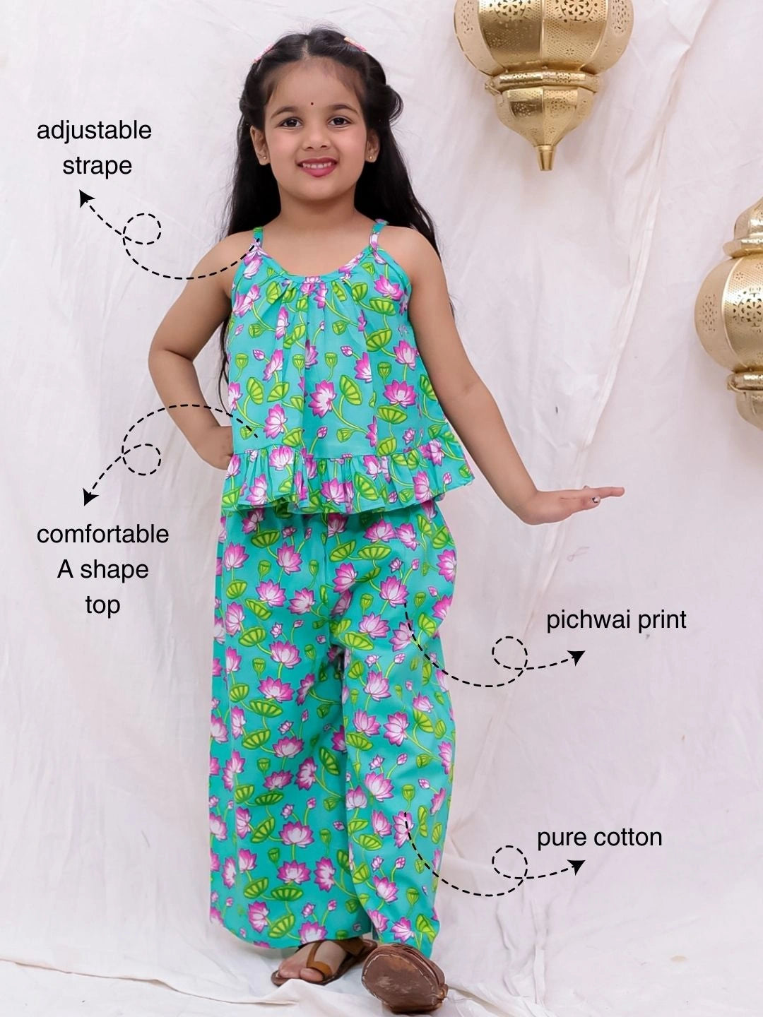 BownBee Pure Cotton Top With Palazzo Set For Girls
