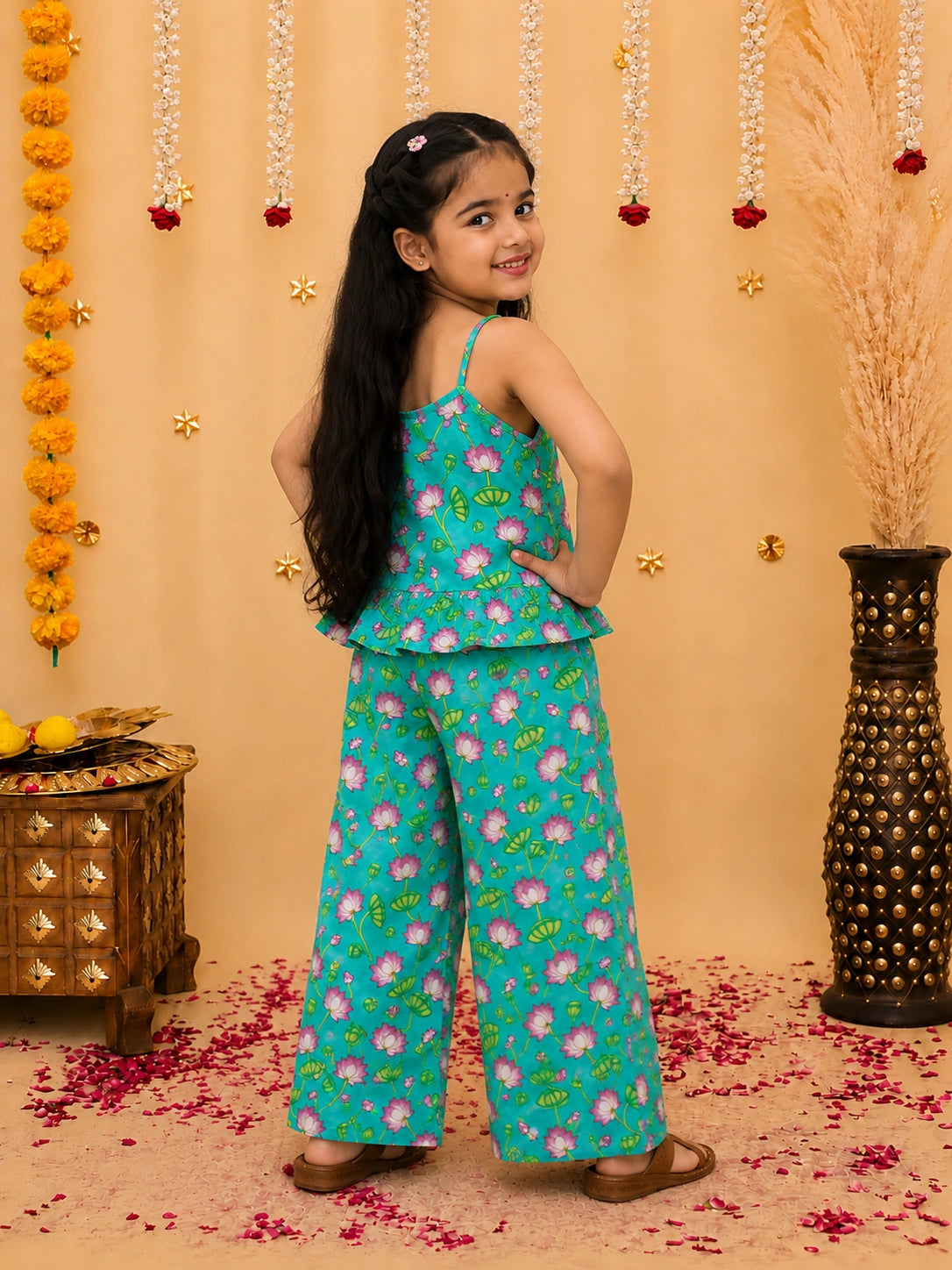 BownBee Pure Cotton Top With Palazzo Set For Girls