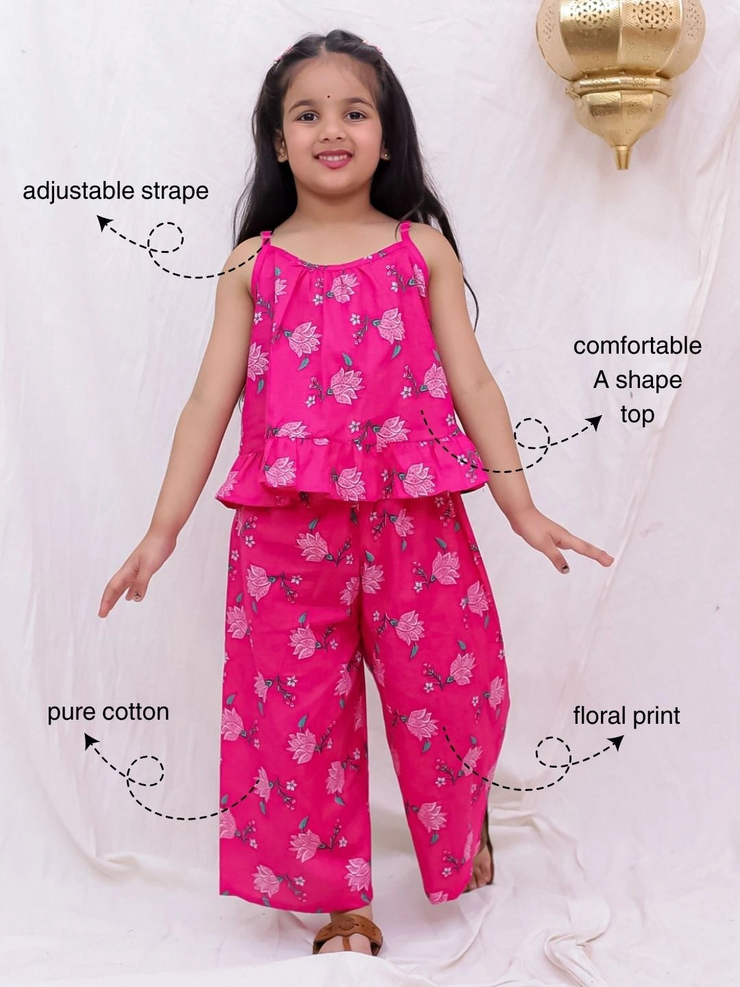 BownBee Pure Cotton Top With Palazzo Set For Girls