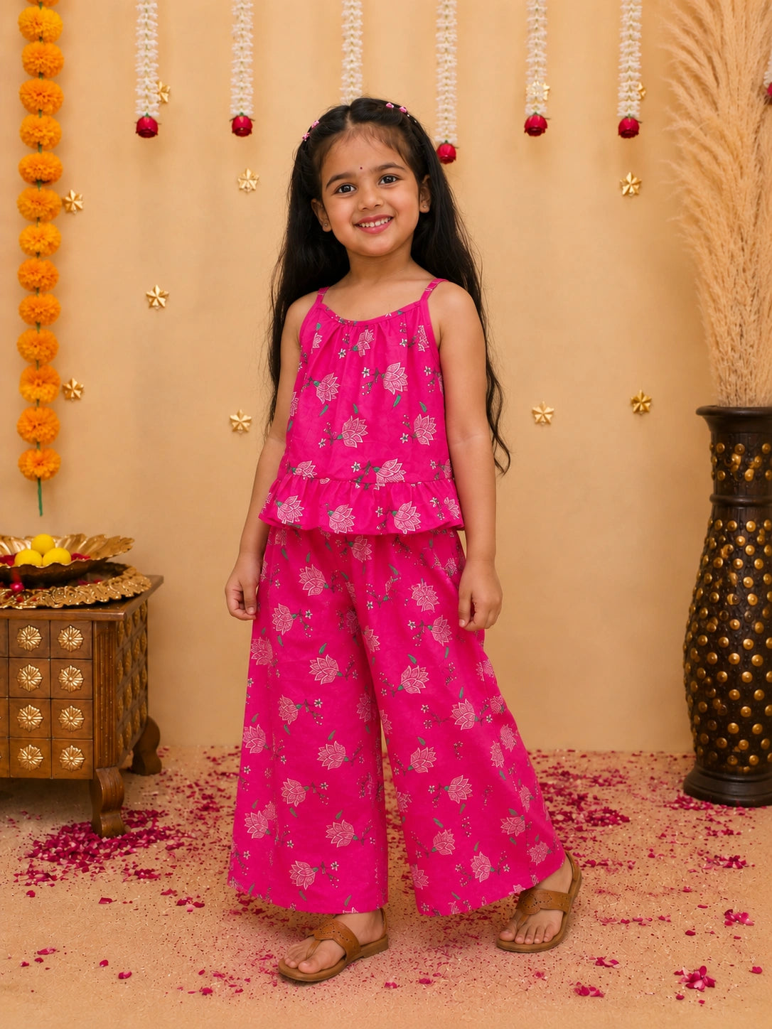 BownBee Pure Cotton Top With Palazzo Set For Girls