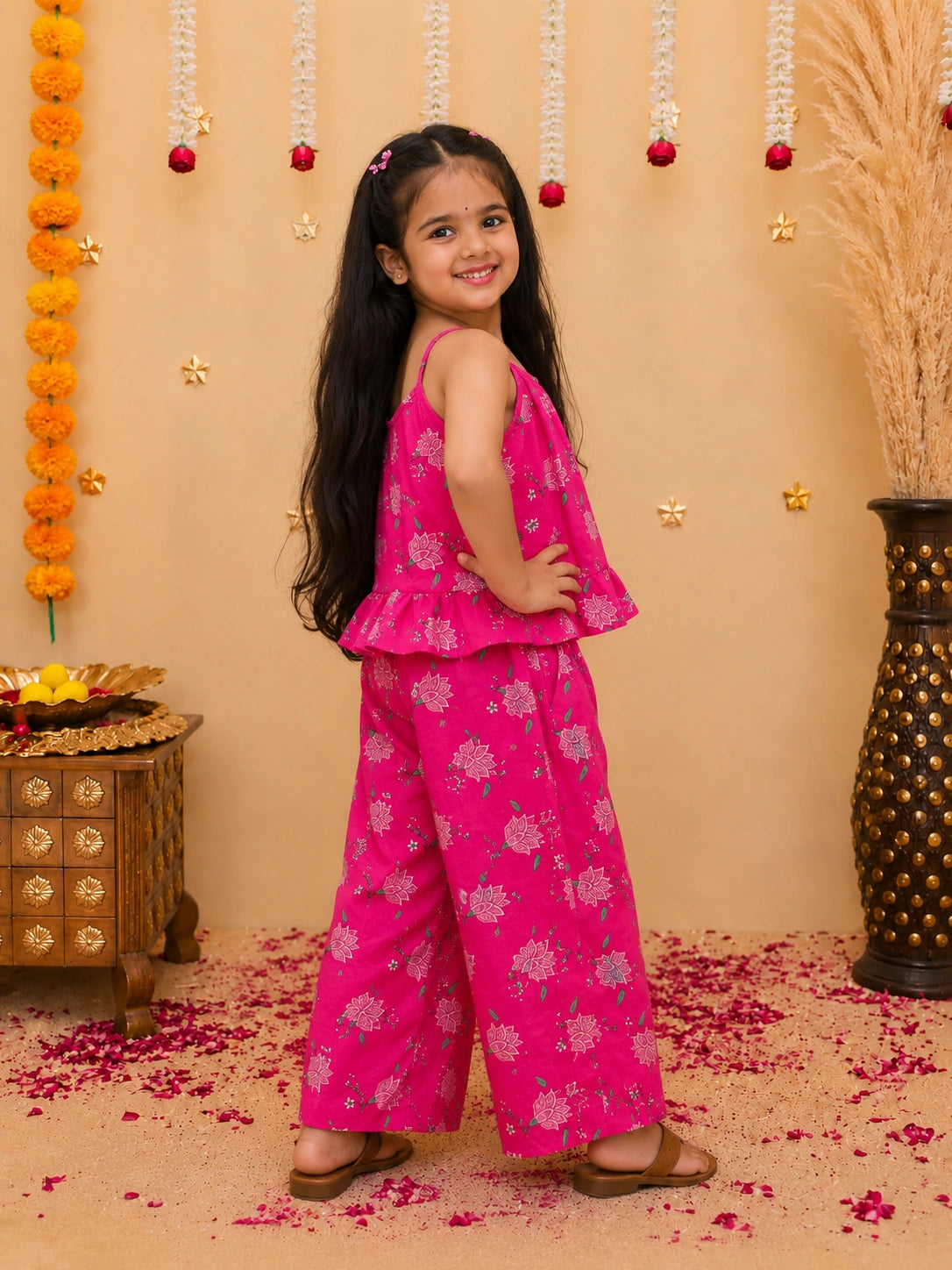 BownBee Pure Cotton Top With Palazzo Set For Girls
