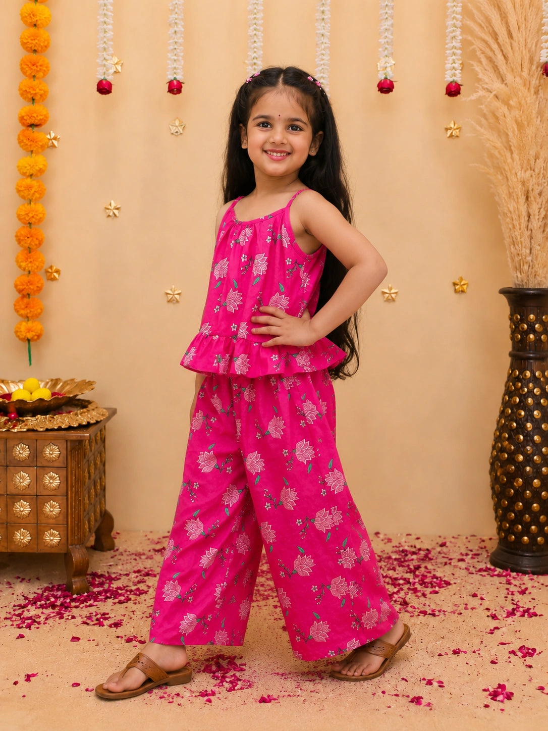BownBee Pure Cotton Top With Palazzo Set For Girls