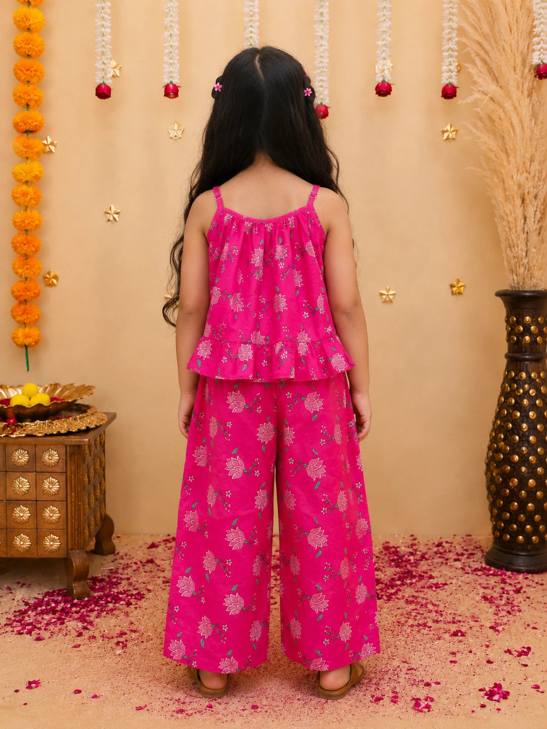 BownBee Pure Cotton Top With Palazzo Set For Girls
