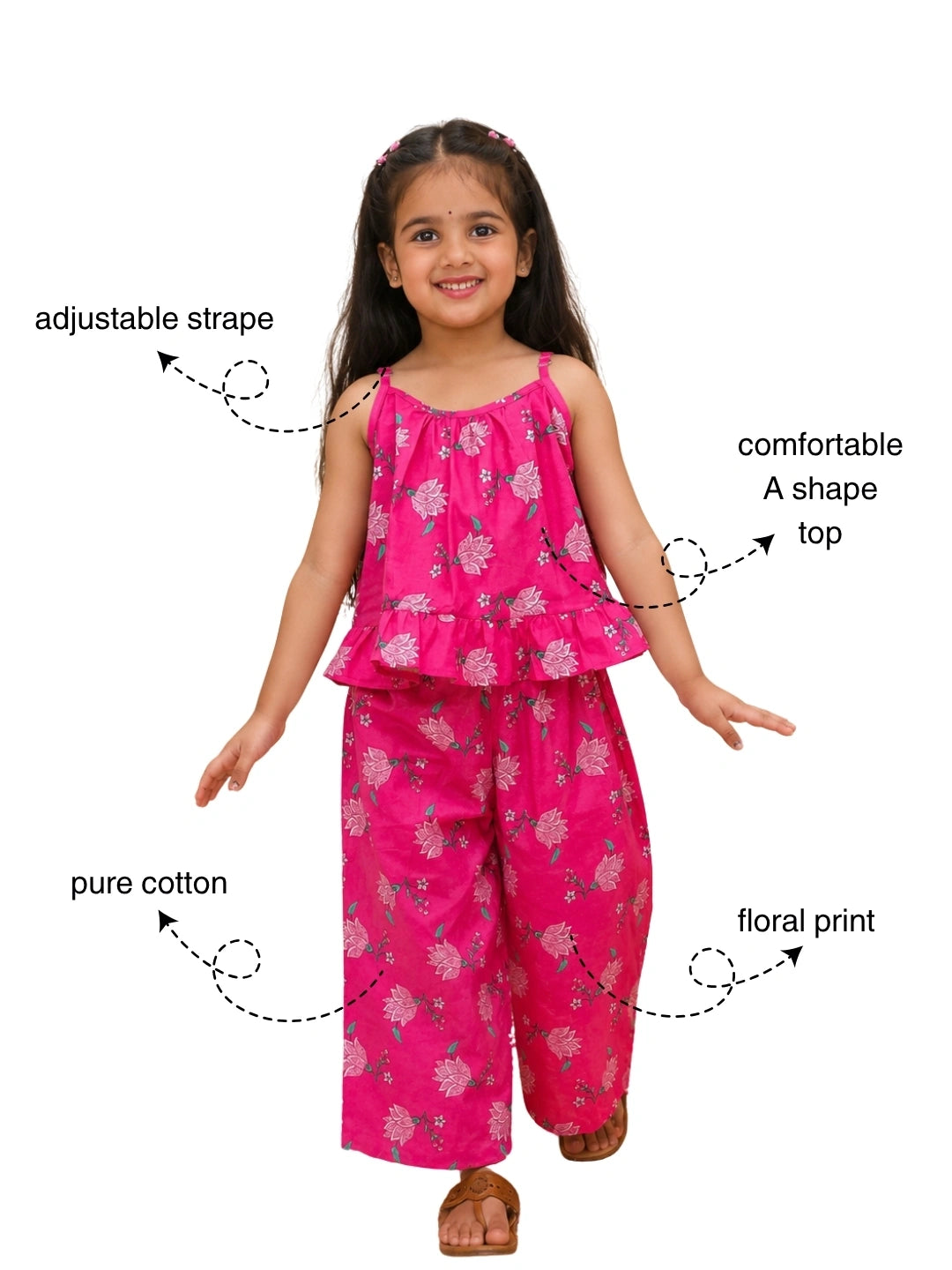 BownBee Pure Cotton Top With Palazzo Set For Girls