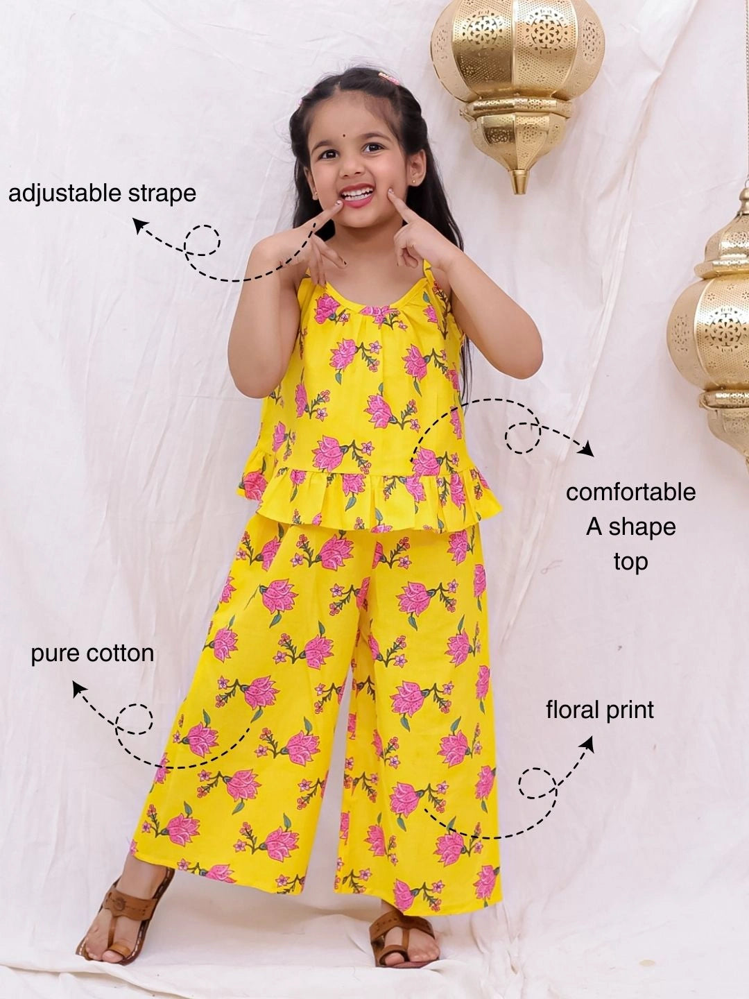 BownBee Pure Cotton Top With Palazzo Set For Girls