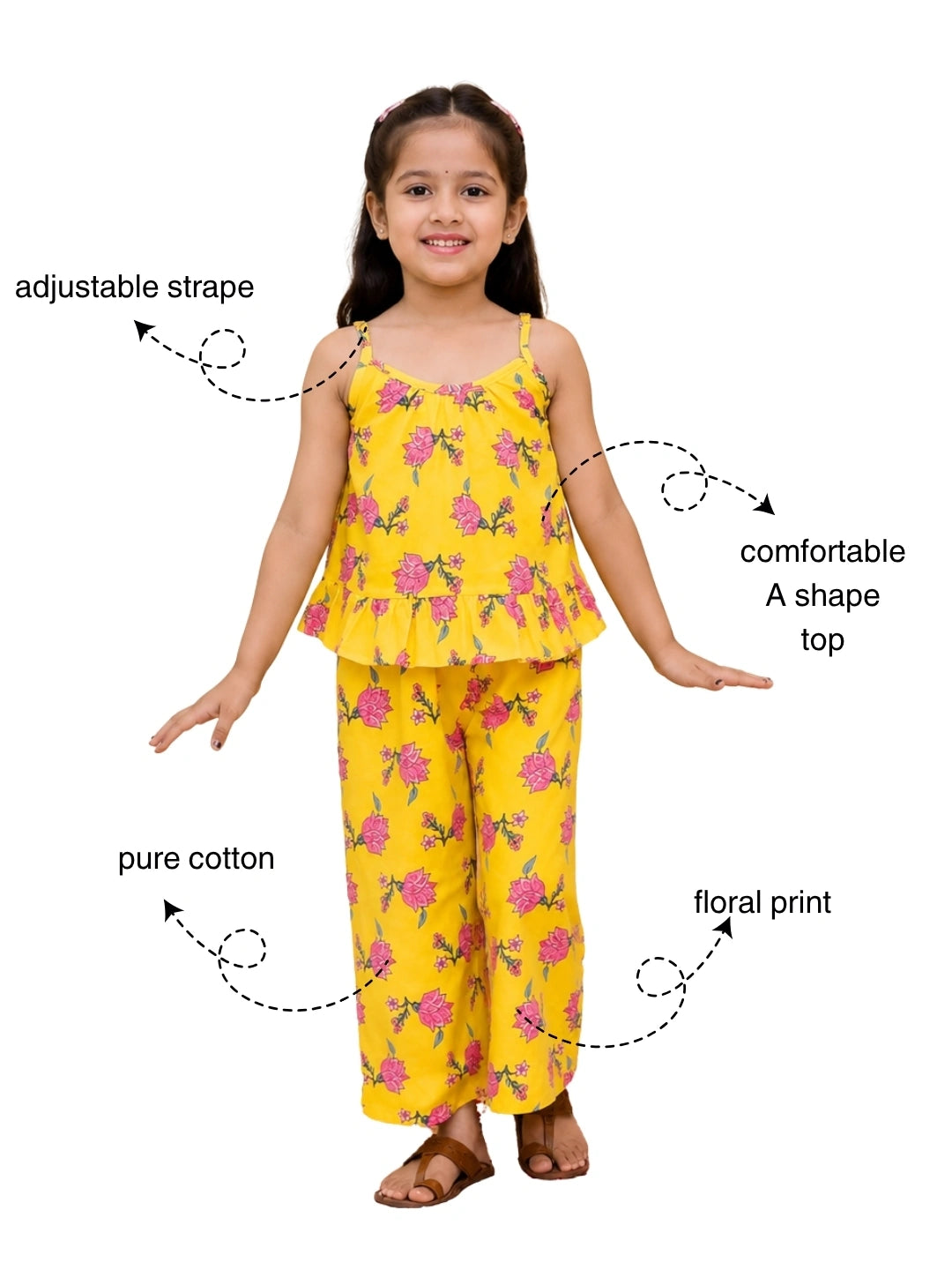 BownBee Pure Cotton Top With Palazzo Set For Girls