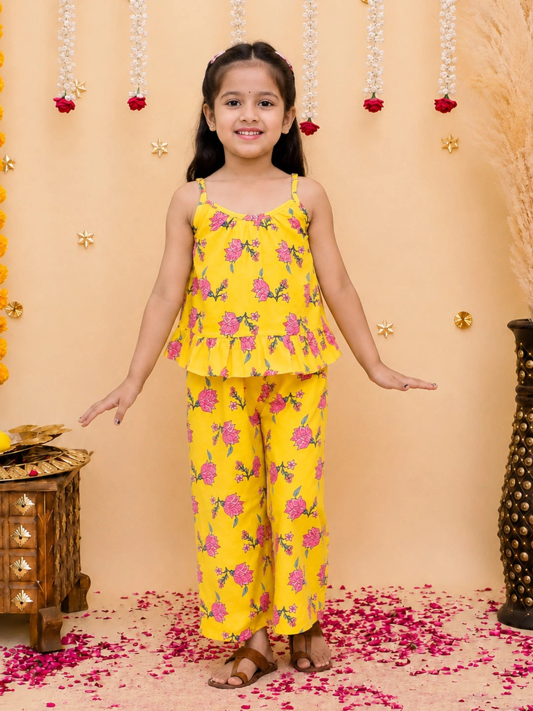 BownBee Pure Cotton Top With Palazzo Set For Girls