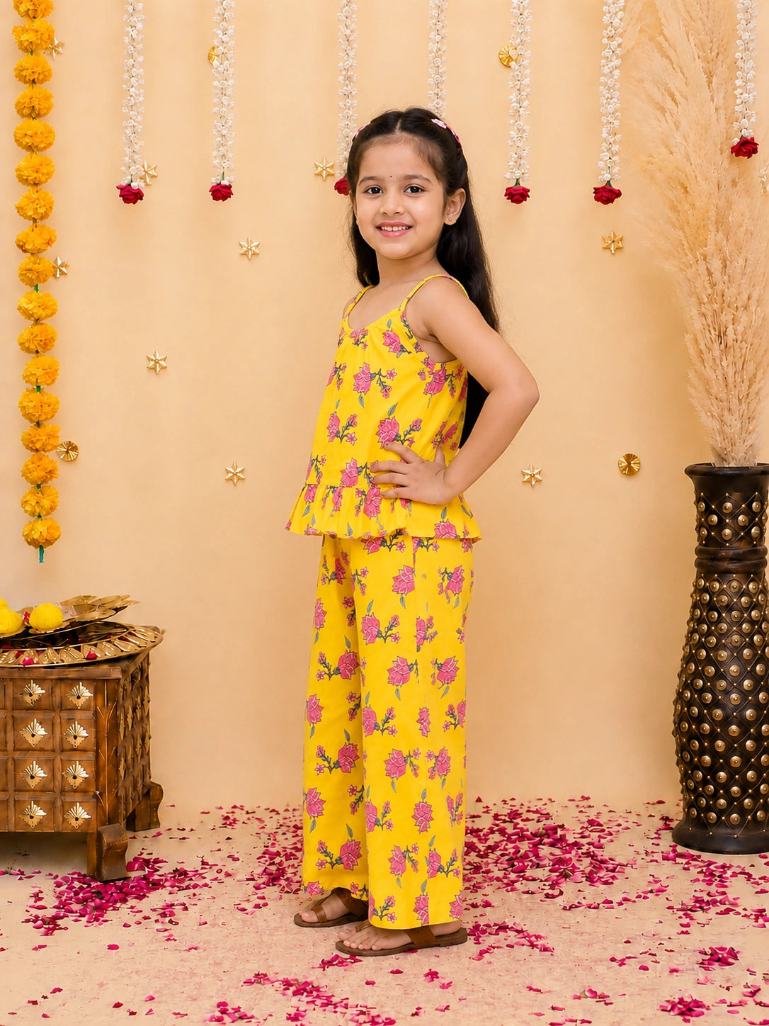 BownBee Pure Cotton Top With Palazzo Set For Girls