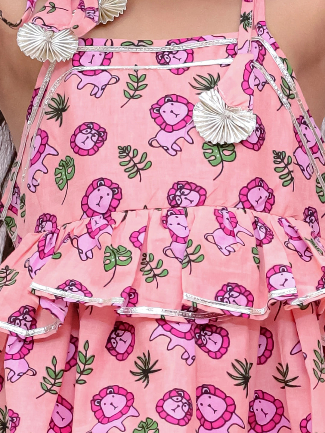 BownBee Pure Cotton Tie-Up Top With Palazzo Set For Girls - Orange