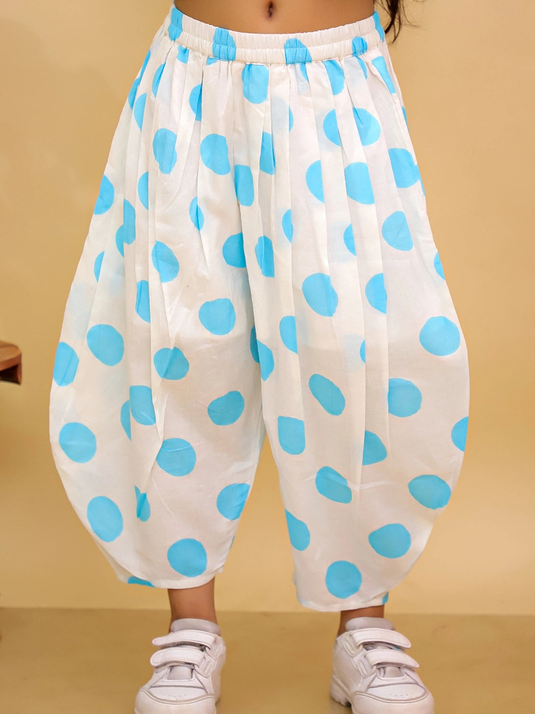 BownBee Summer Polka Dots Short Kurta & Top With Flared Pants Sibling Set