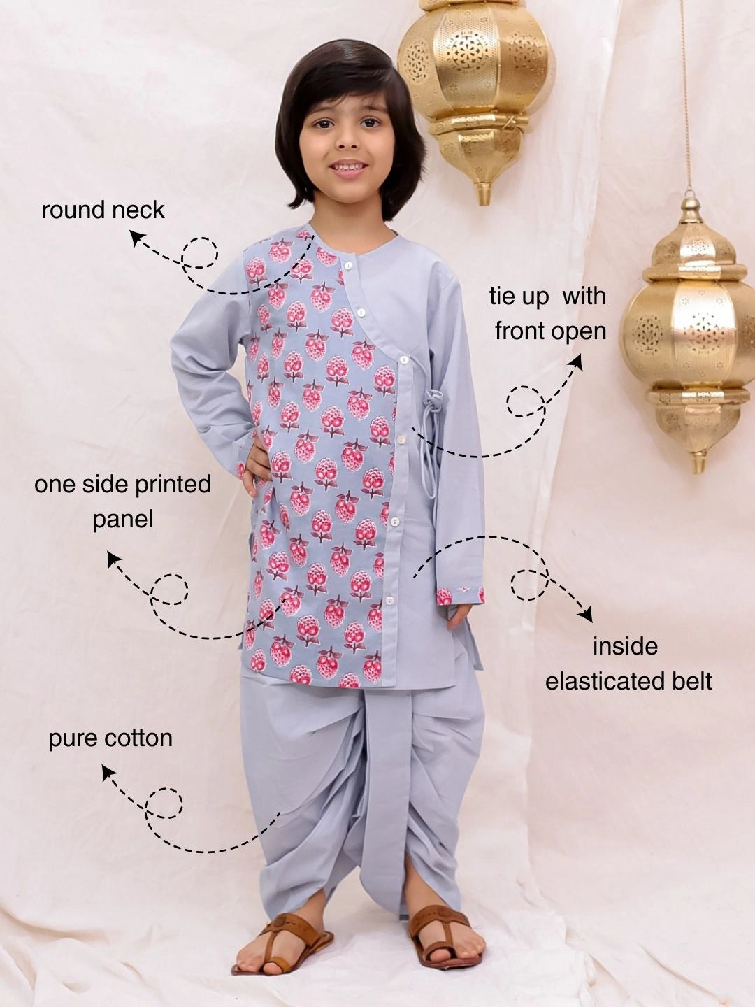 BownBee Fullsleeves Kurta Dhoti Set For Boys - Yellow