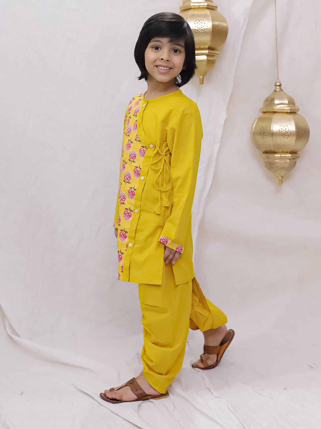 BownBee Fullsleeves Kurta Dhoti Set For Boys - Yellow