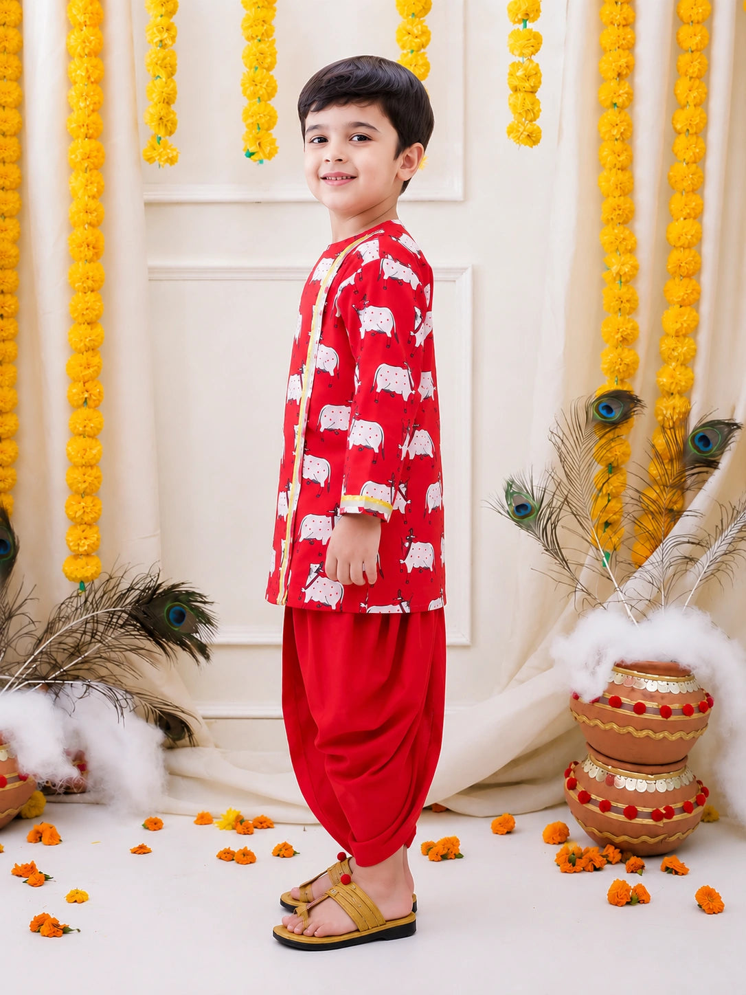 BownBee Full Sleeve Pure Cotton Kurta Dhoti for Boys