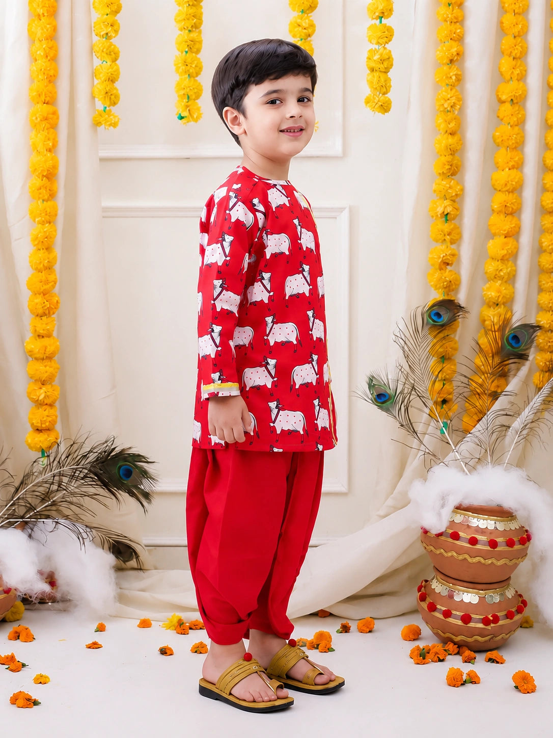 BownBee Full Sleeve Pure Cotton Kurta Dhoti for Boys