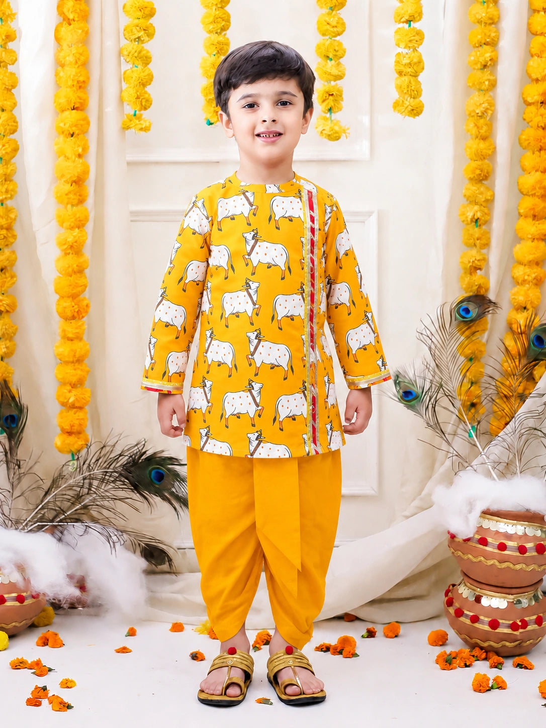 BownBee Full Sleeve Pure Cotton Kurta Dhoti for Boys