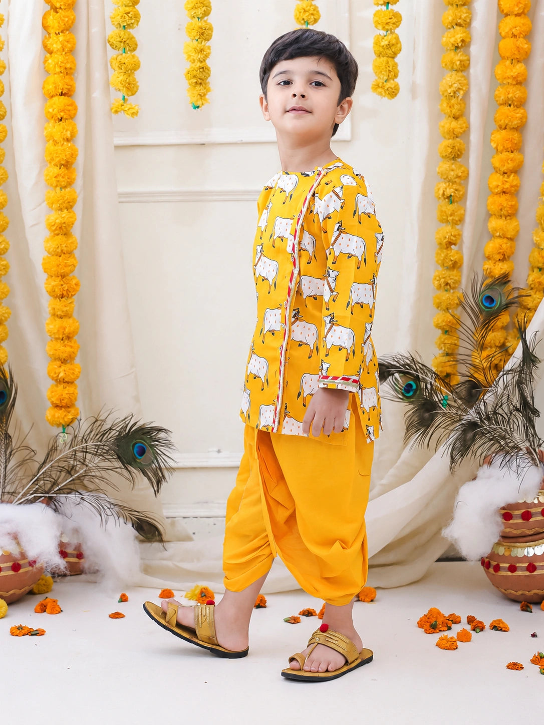 BownBee Full Sleeve Pure Cotton Kurta Dhoti for Boys