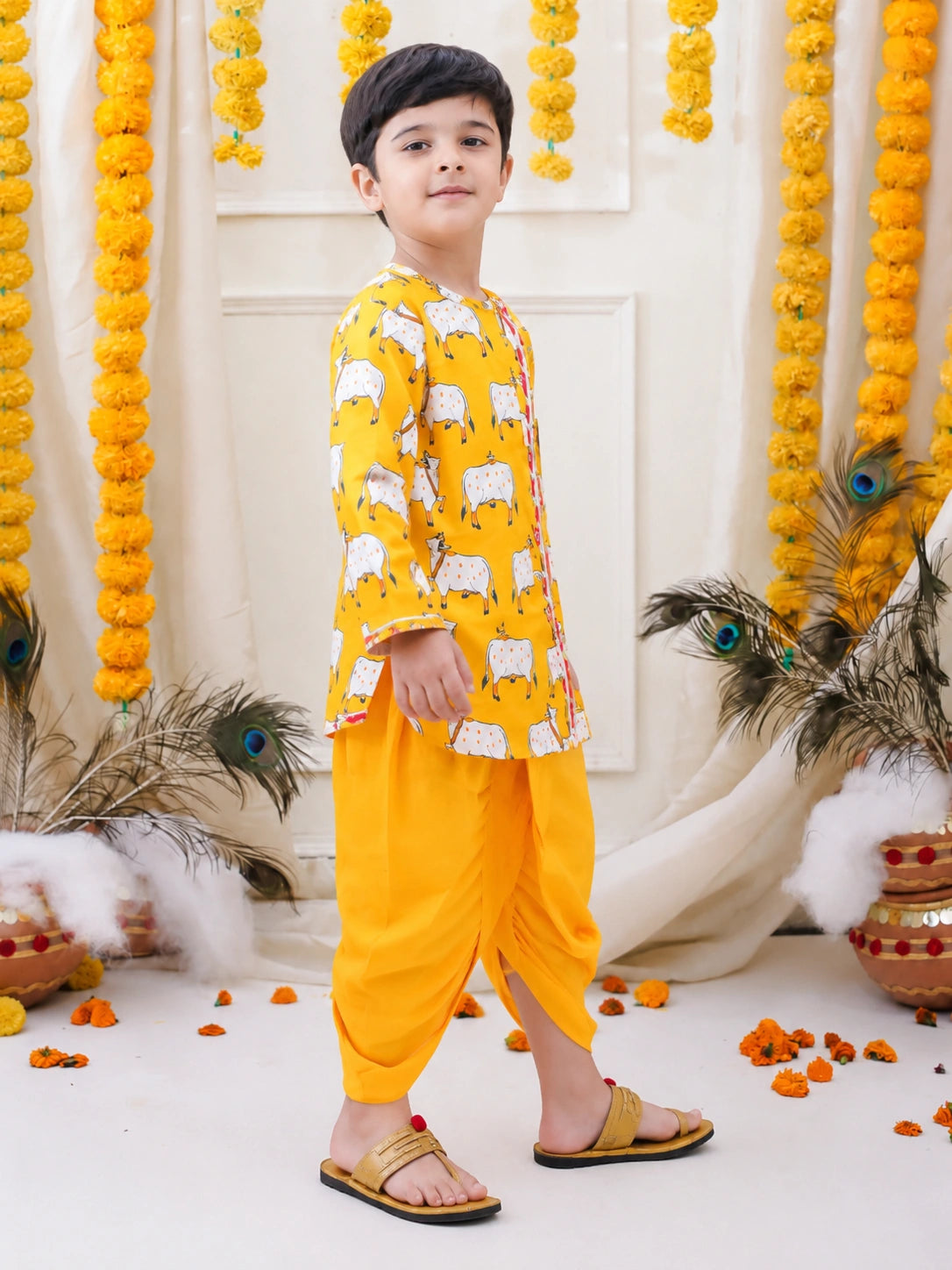 BownBee Full Sleeve Pure Cotton Kurta Dhoti for Boys