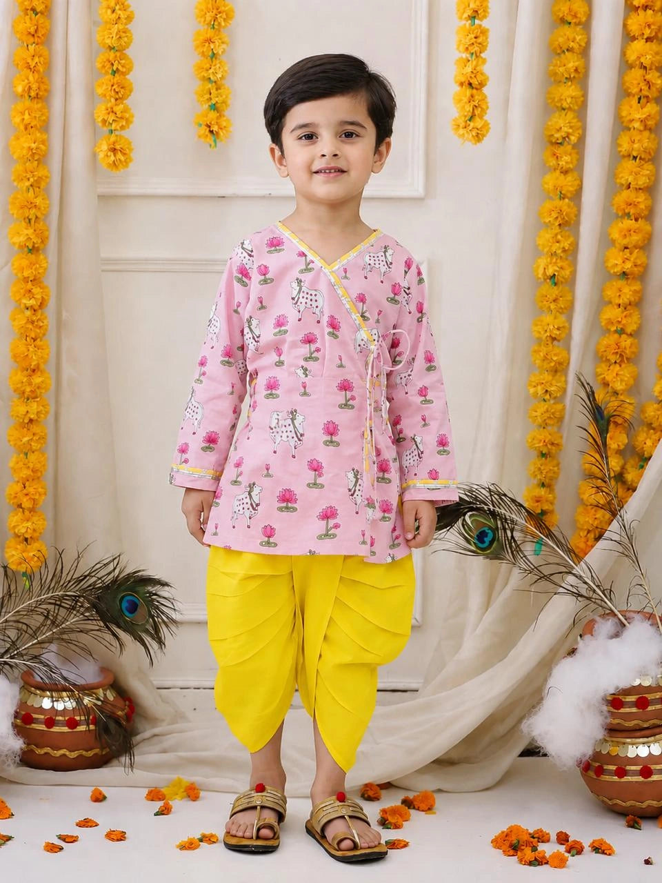 BownBee Full Sleeve Pure Cotton Kurta Dhoti for Boys