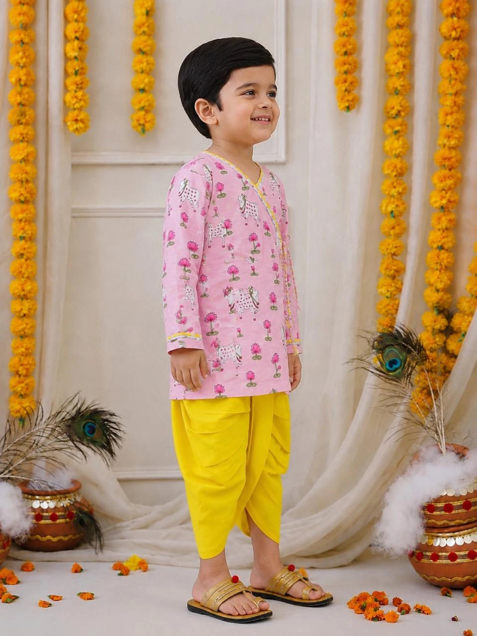 BownBee Full Sleeve Pure Cotton Kurta Dhoti for Boys