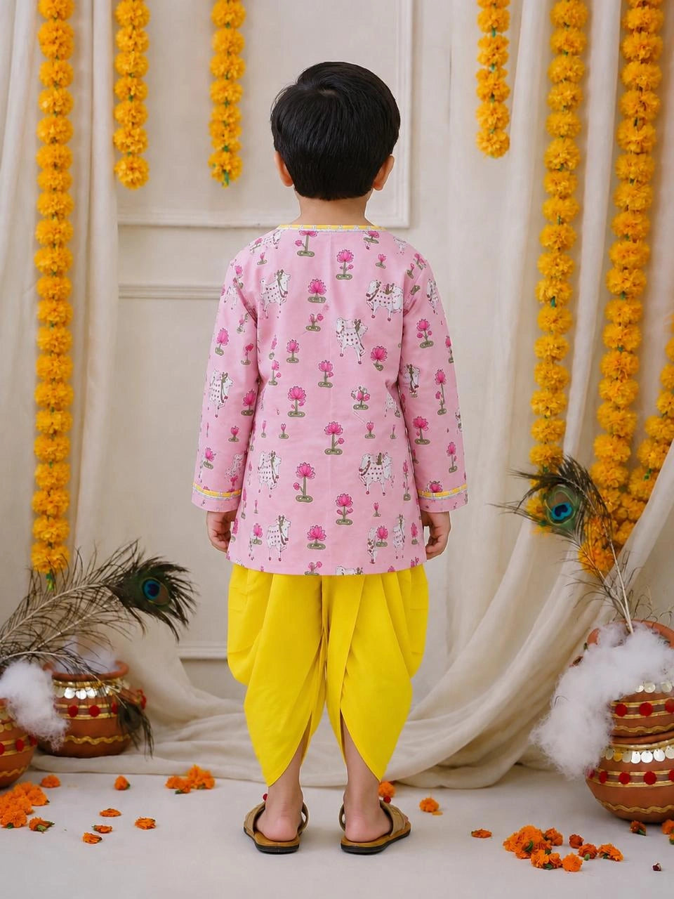 BownBee Full Sleeve Pure Cotton Kurta Dhoti for Boys