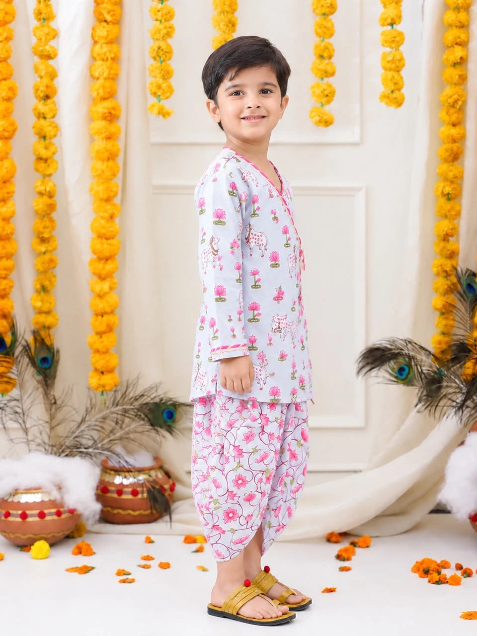 BownBee Full Sleeve Pure Cotton Kurta Dhoti for Boys